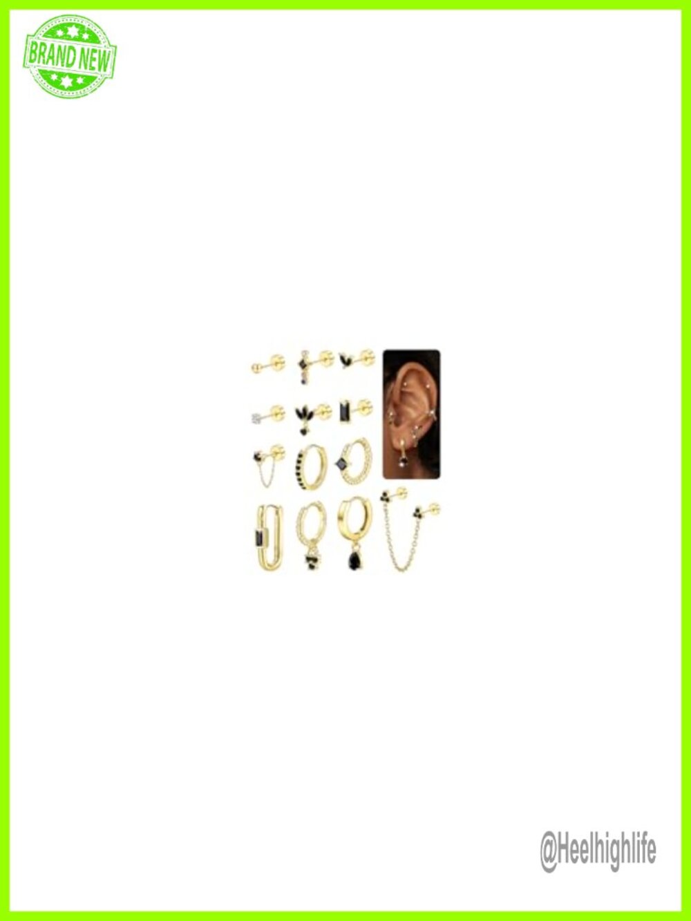 Small Gold Plated Stud Earrings Set Flat Back Screw Back Hypoallergenic